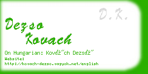 dezso kovach business card